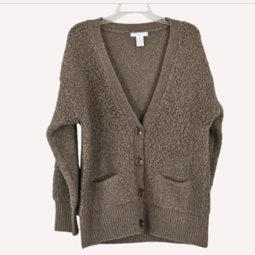 Design History Cardigan Sweater Fuzzy Taupe Brown sz M